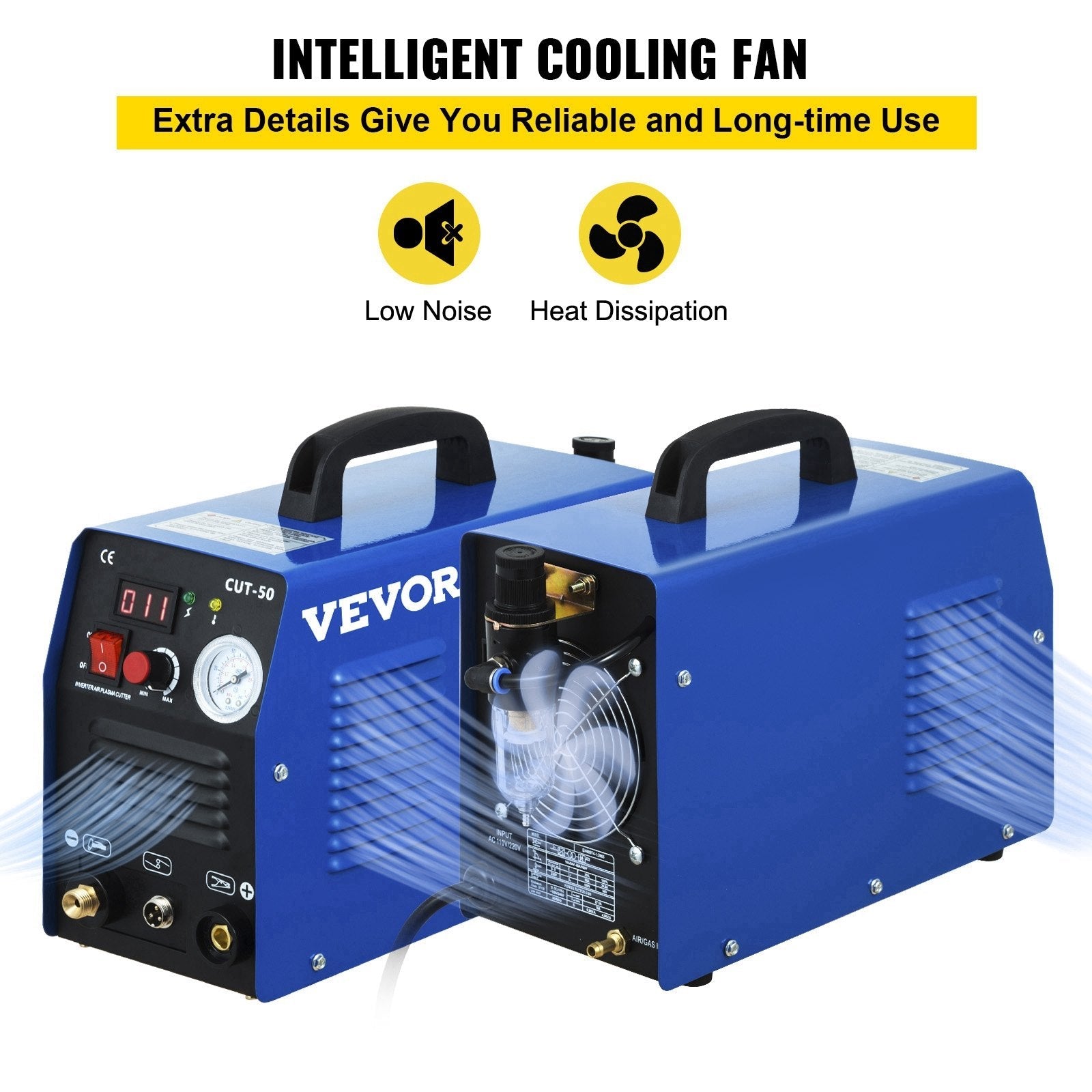 VEVOR Plasma Cutter, CUT-50 Air Inverter Plasma Cutter, 50A Plasma Cutting Machine, Max Cutting Thickness 0.47\" Air Plasma Cutter, Digital Display Cutter Machine, Air Plasma Cutting Machine w/ Kit 