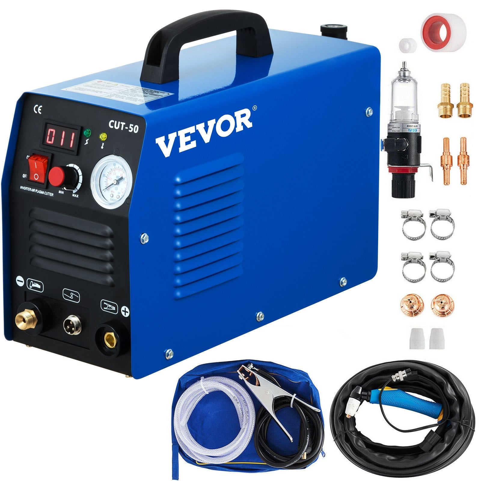 VEVOR Plasma Cutter, CUT-50 Air Inverter Plasma Cutter, 50A Plasma Cutting Machine, Max Cutting Thickness 0.47\" Air Plasma Cutter, Digital Display Cutter Machine, Air Plasma Cutting Machine w/ Kit 