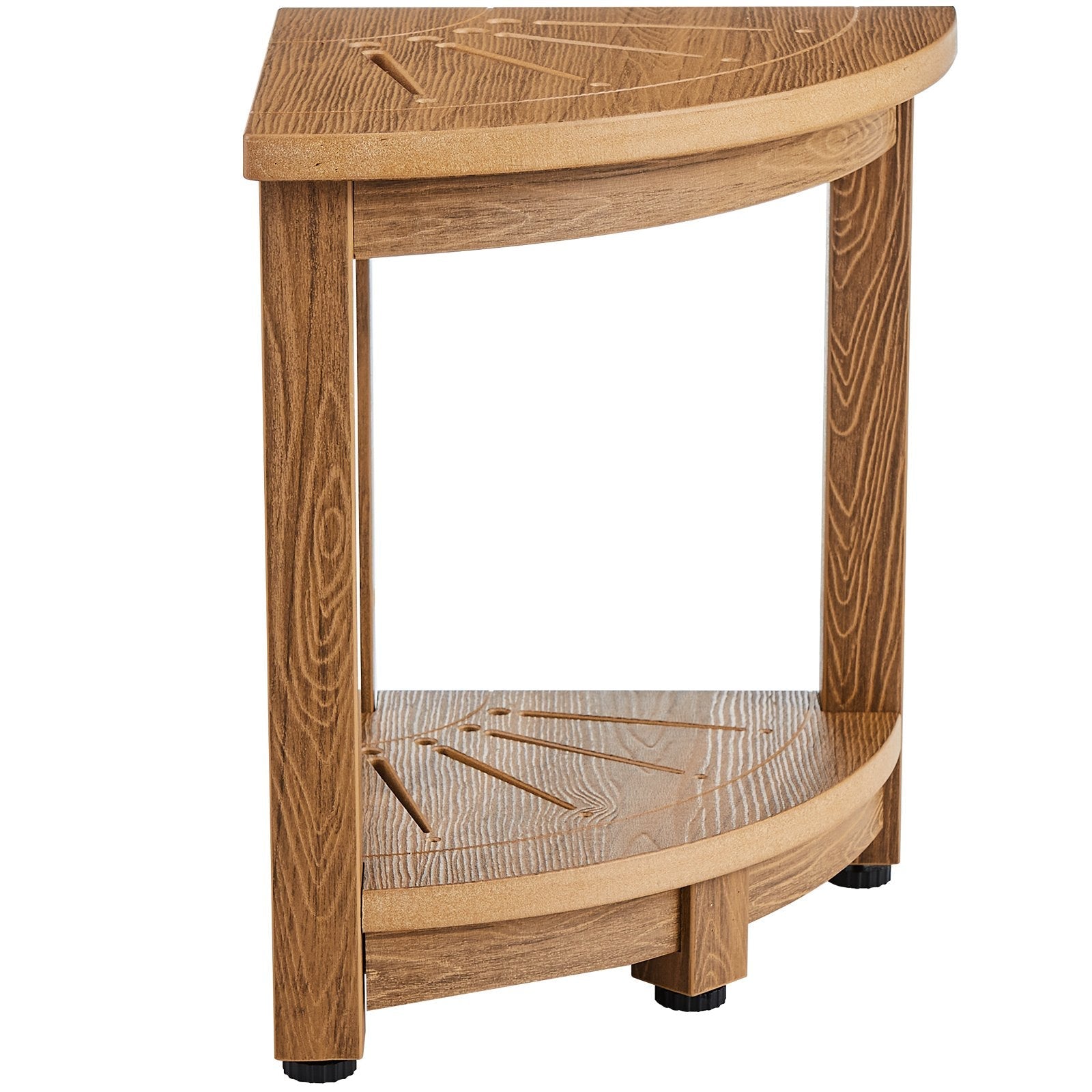 VEVOR Corner Shower Bench, 16.5" Height 12.8" Radius, Faux Wood Grain Polystyrene, 350 LBS with Storage Shelf, Water Resistant, Shower Stool for Inside & Outside Shower, for Bathroom, Living Room 