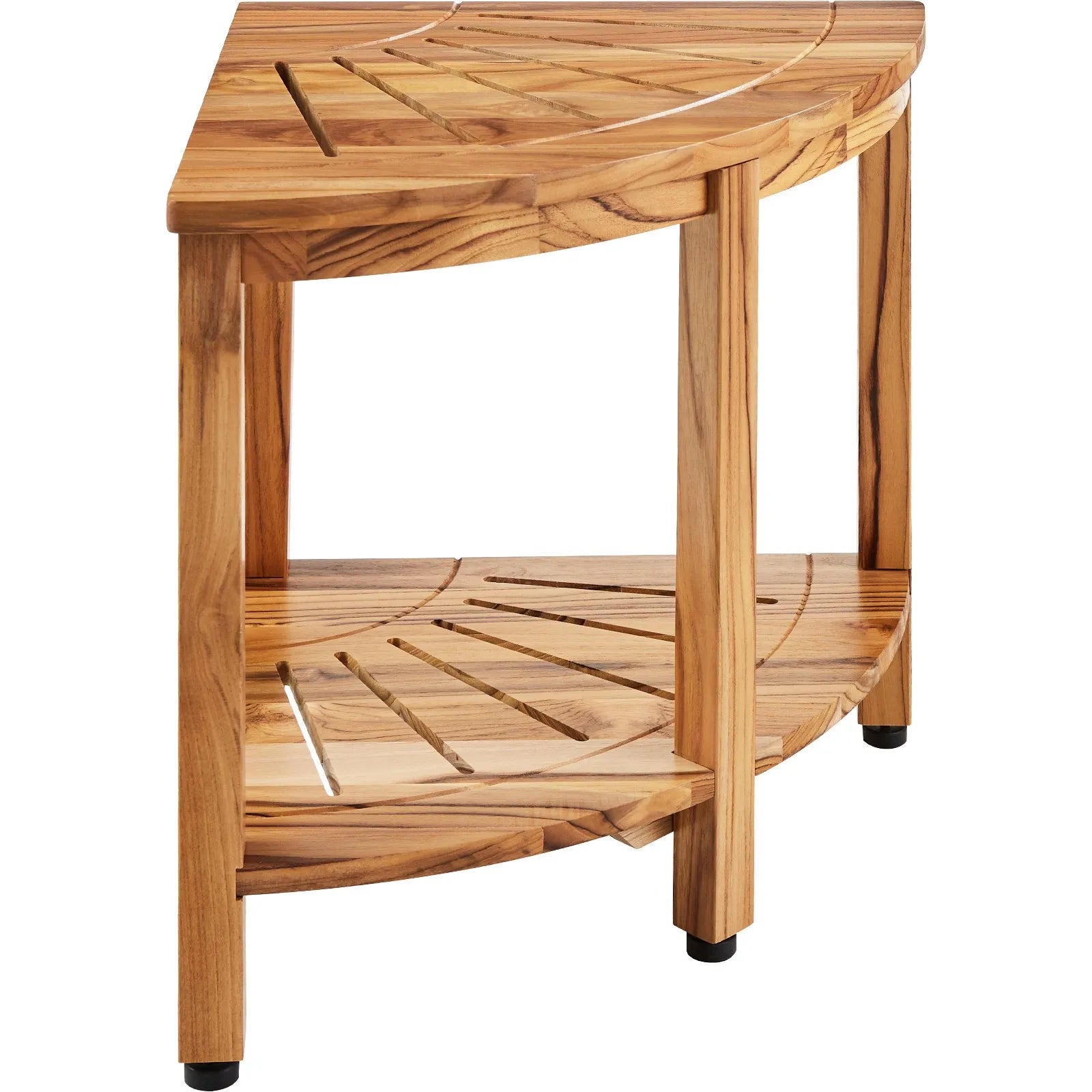 VEVOR Corner Teak Shower Bench 18.5"H×15.5"R Teakwood for Inside Shower Bathroom