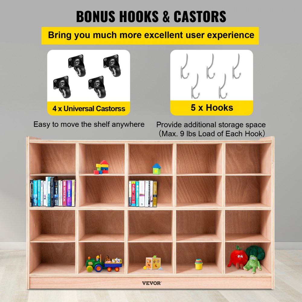VEVOR Cubby Tray Storage Cabinet 20 Section Cubby Storage Shelf 4x5 Home Daycare 