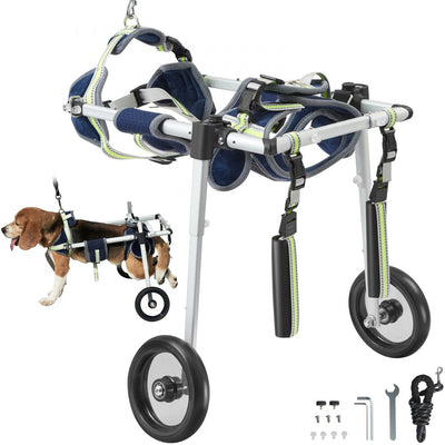 VEVOR 2 Wheels Dog Wheelchair for Back Legs, Pet Wheelchair Lightweight & Adjustable Assisting in Healing,  Dog Cart/Wheelchair for Injured, Disabled, Paralysis, Hind Limb Weak Pet(XS) 
