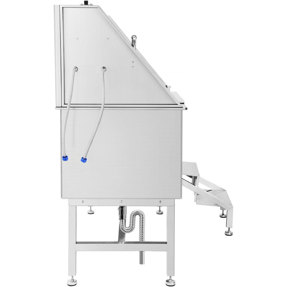 VEVOR 50 Inch Dog Grooming Tub, Professional Stainless Steel Pet Dog Bath Tub, with Steps Faucet & Accessories Dog Washing Station Left Door 