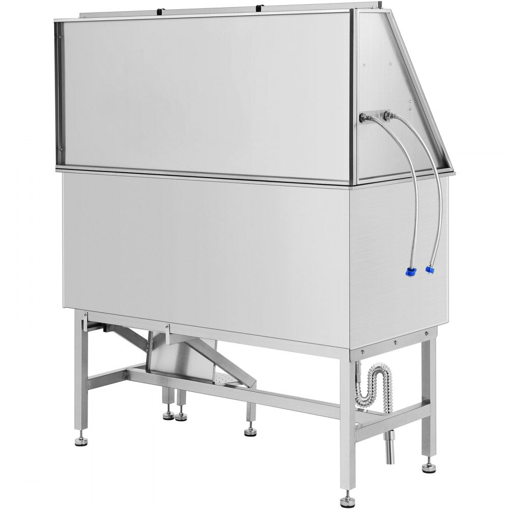 VEVOR 50 Inch Dog Grooming Tub, Professional Stainless Steel Pet Dog Bath Tub, with Steps Faucet & Accessories Dog Washing Station Left Door 