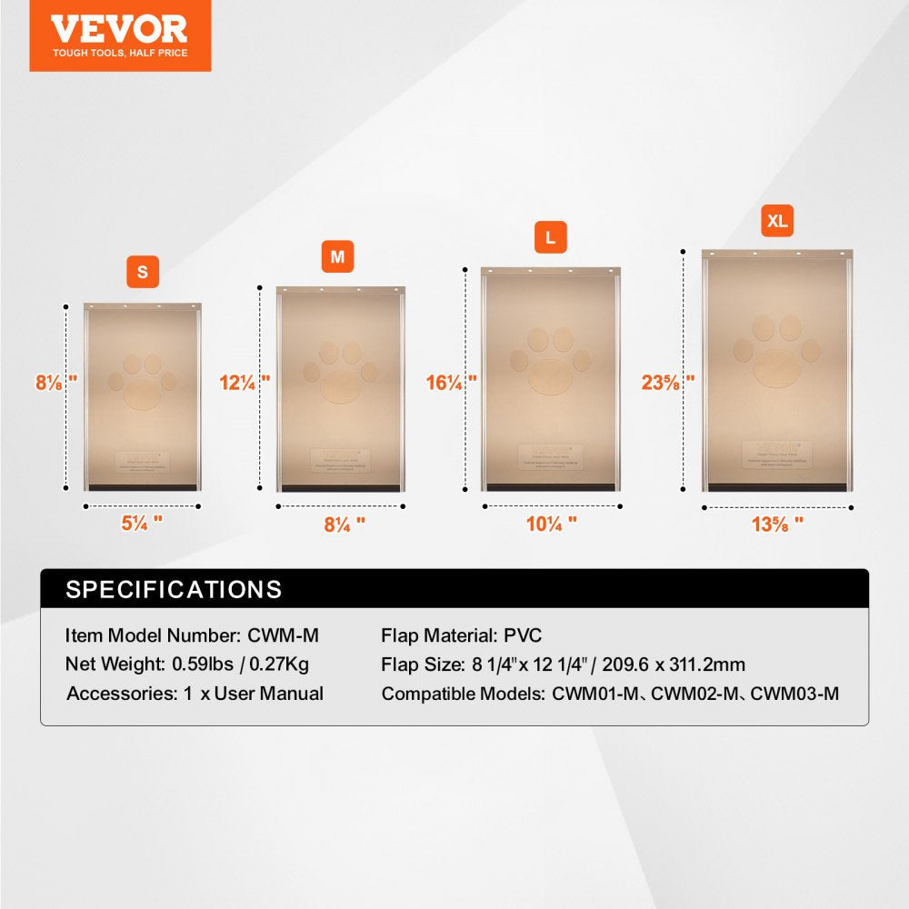VEVOR Pet Door Replacement Flap 8.25" x 12.25" Compatible with VEVOR Pet Doors 
