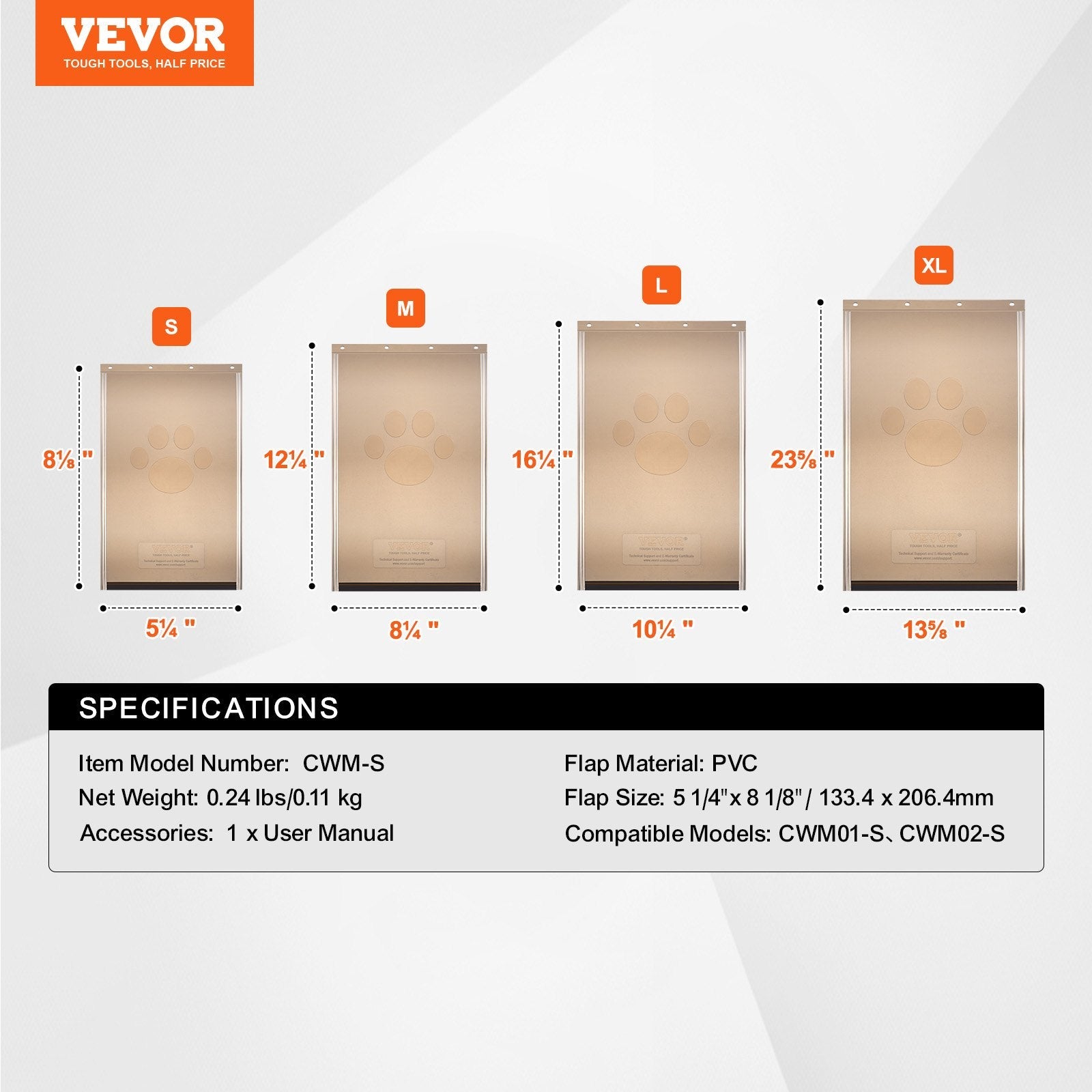 VEVOR Pet Door Replacement Flap 5.25" x 8.13" Compatible with VEVOR Pet Doors 