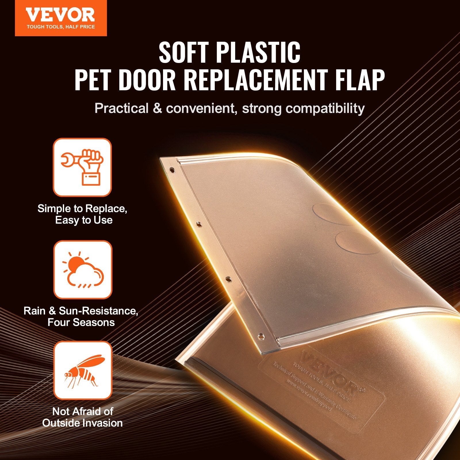 VEVOR Pet Door Replacement Flap 13.63" x 23.62" Compatible with VEVOR Pet Doors 