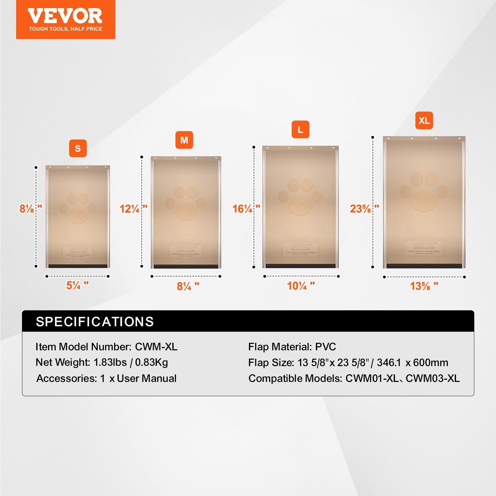 VEVOR Pet Door Replacement Flap 13.63" x 23.62" Compatible with VEVOR Pet Doors 