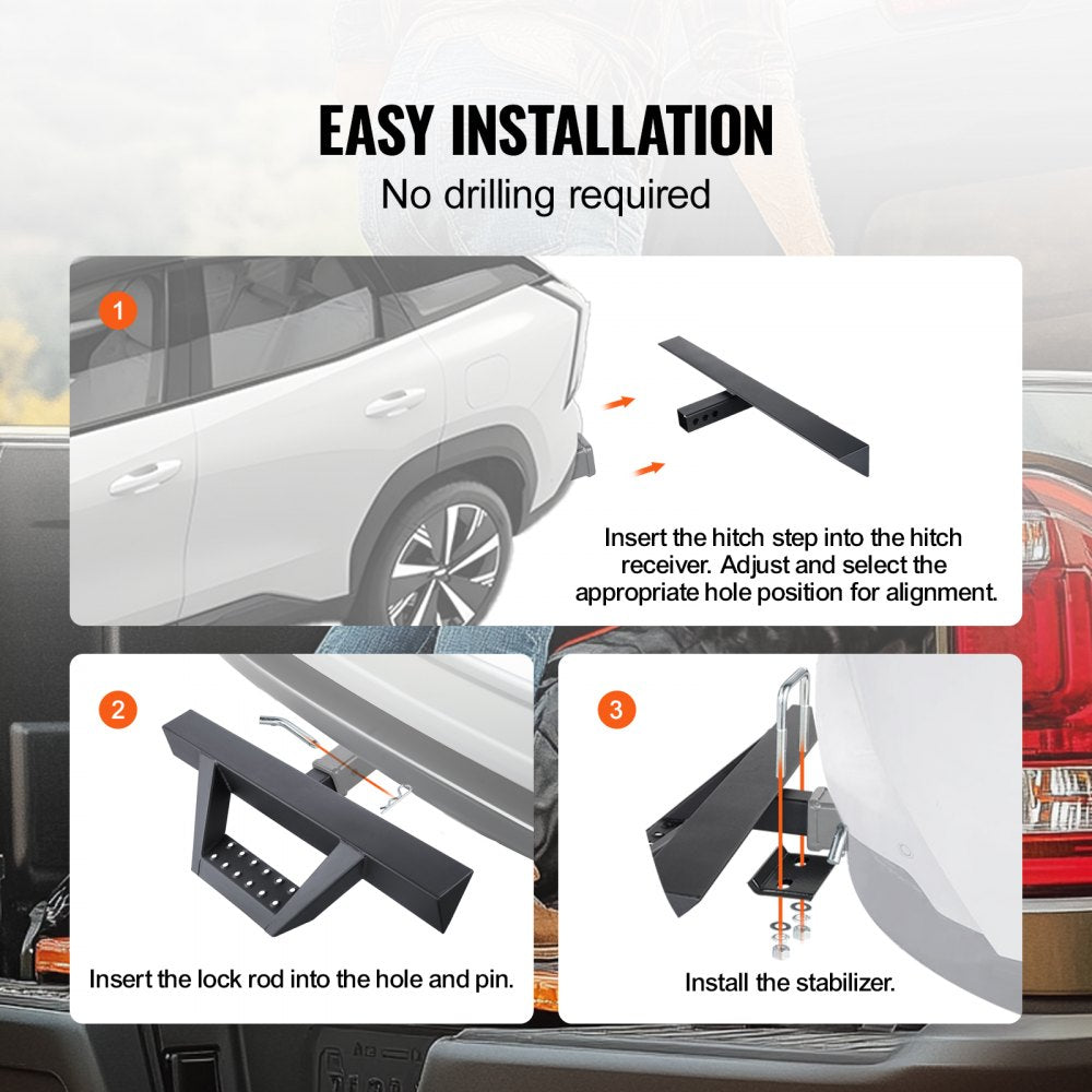 VEVOR Hitch Step for 2" Receiver Universal Trailer Tow Rear Bumper Guard Steel 