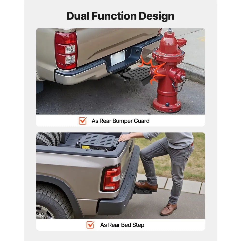 Universal Hitch Step for 2-Inch Receiver, Heavy-Duty Rear Bumper Protector with Non-Slip Platform, 350 lb Capacity