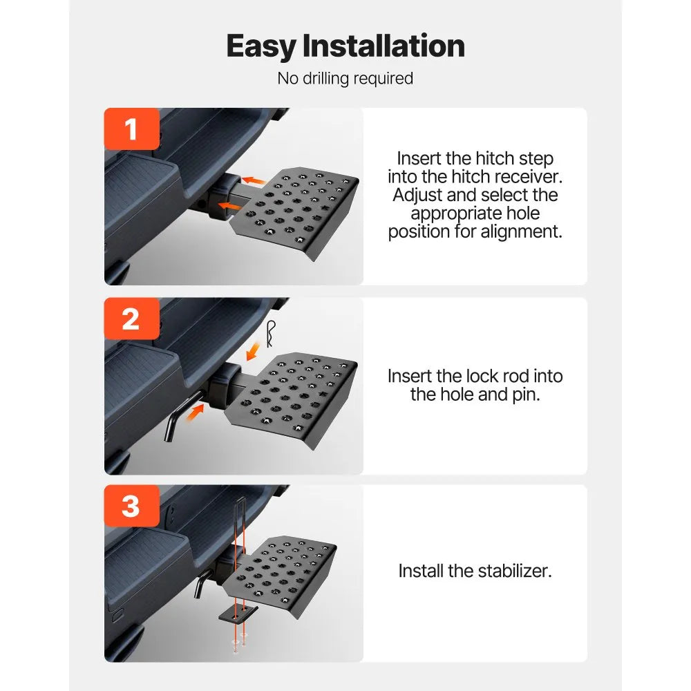 Universal Hitch Step for 2-Inch Receiver, Heavy-Duty Rear Bumper Protector with Non-Slip Platform, 350 lb Capacity