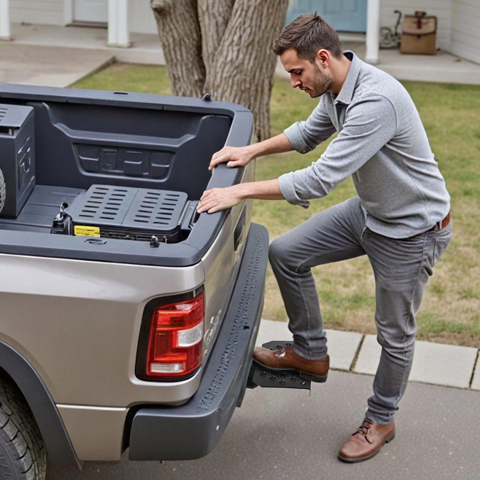 Universal Hitch Step for 2-Inch Receiver, Heavy-Duty Rear Bumper Protector with Non-Slip Platform, 350 lb Capacity