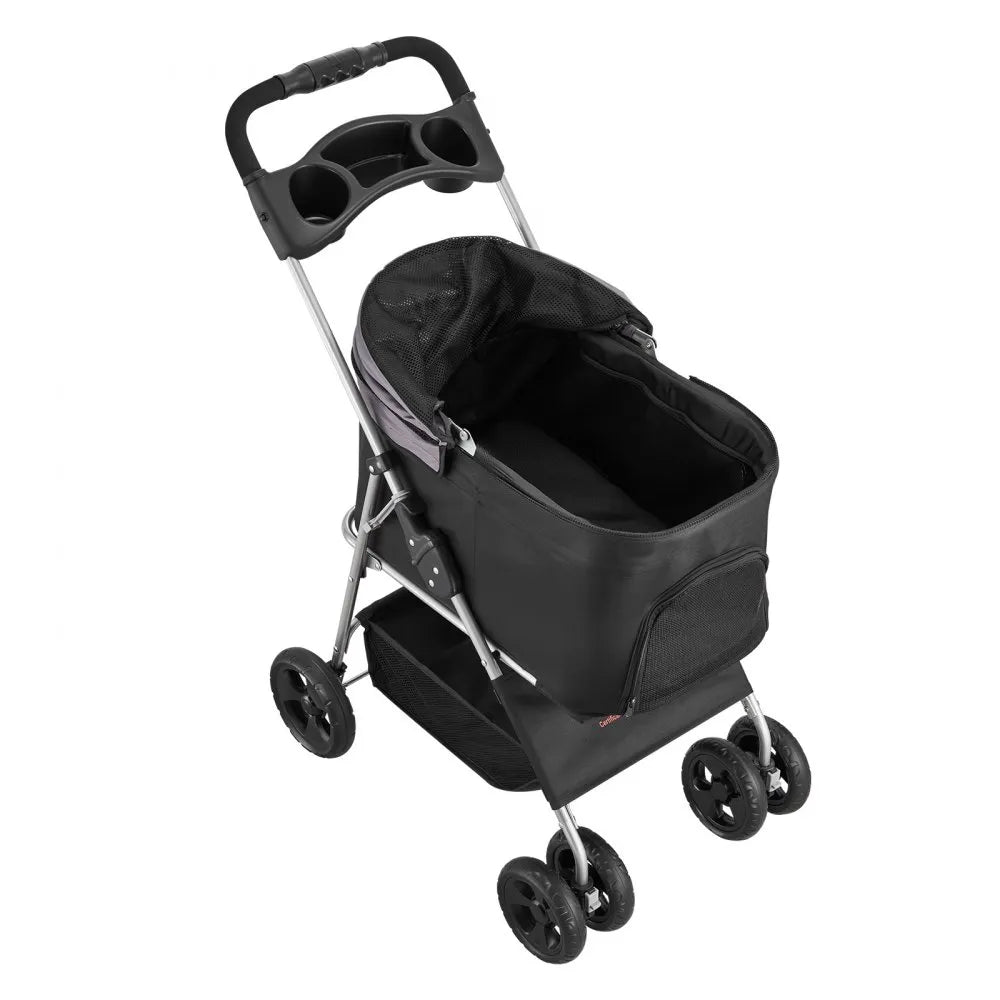 VEVOR Pet Stroller Foldable 4 Wheels Dog Stroller Detachable Carrier up to 35lbs