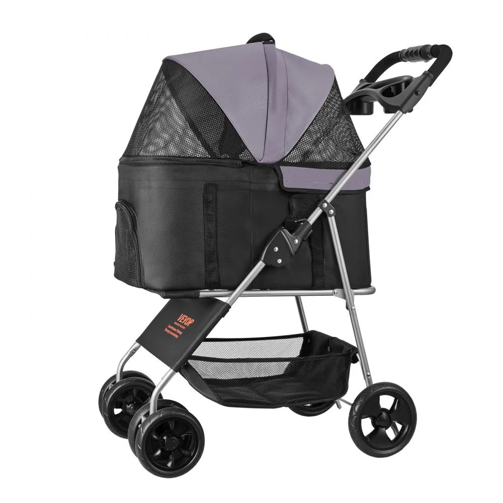 VEVOR Pet Stroller Foldable 4 Wheels Dog Stroller Detachable Carrier up to 35lbs