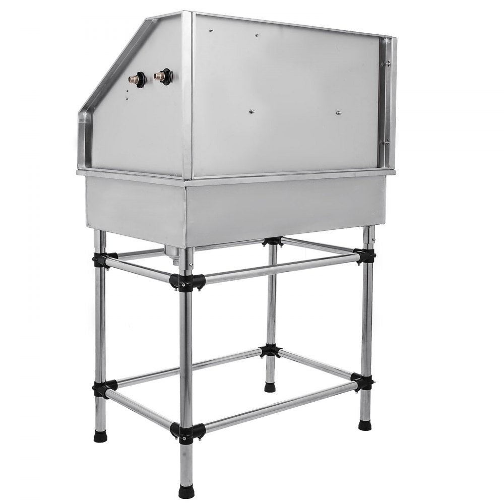 VEVOR Dog Grooming Tub 38 Inch Stainless Steel Professional Pet Bathing Tub Station Small Medium Pet Grooming Tub Wash Shower Sink with Faucet and Accessories Dog Washing Station Pet Bath Tub 
