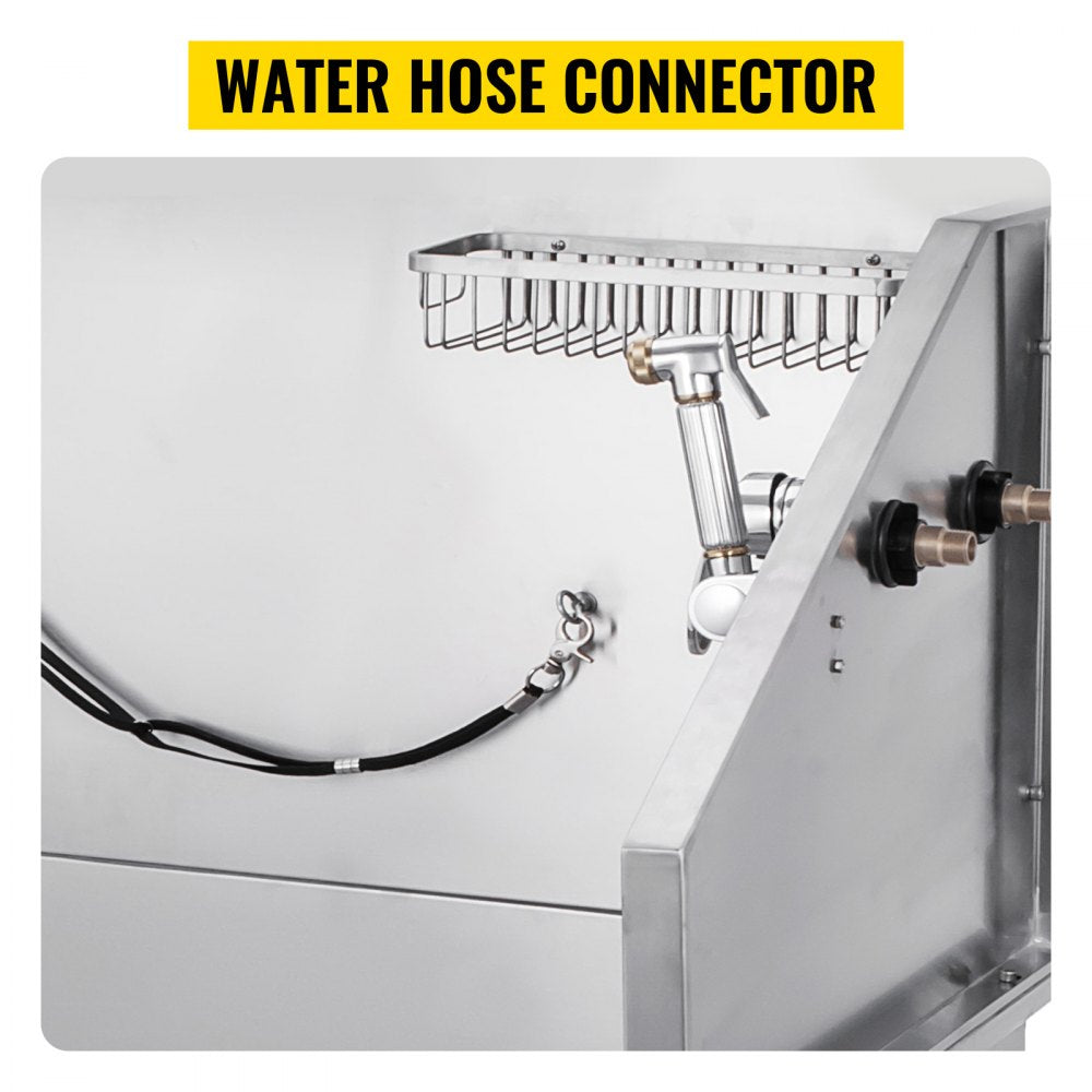 VEVOR Dog Grooming Tub 38 Inch Stainless Steel Professional Pet Bathing Tub Station Small Medium Pet Grooming Tub Wash Shower Sink with Faucet and Accessories Dog Washing Station Pet Bath Tub 