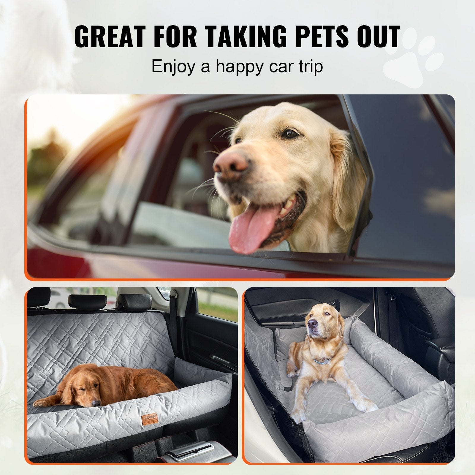 VEVOR Dog Booster Car Seat Pet Car Seat for Medium Large Dog up to 100 lbs Gray 