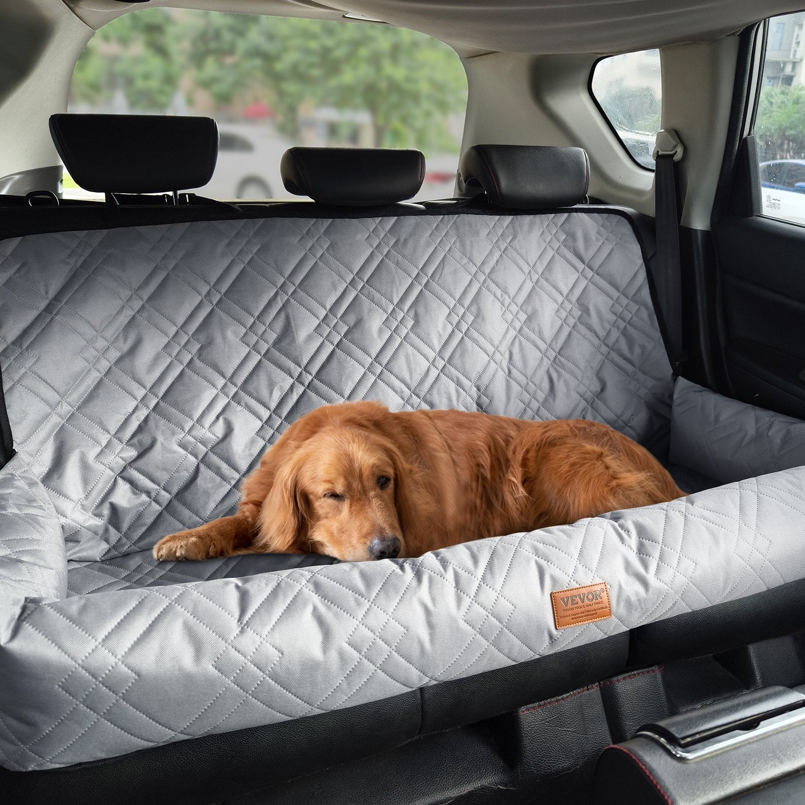 VEVOR Dog Booster Car Seat Pet Car Seat for Medium Large Dog up to 100 lbs Gray 