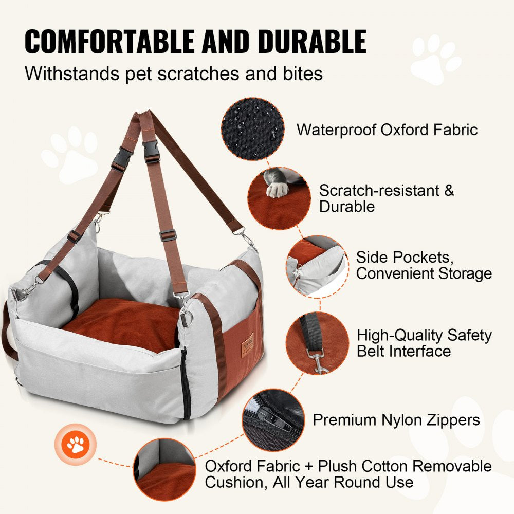 VEVOR Dog Booster Car Seat Pet Car Seat for Small Dog up to 25lbs Gray 