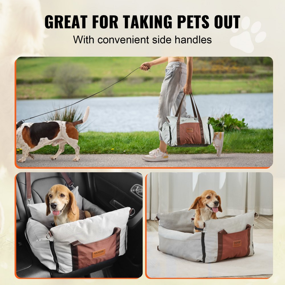 VEVOR Dog Booster Car Seat Pet Car Seat for Small Dog up to 25lbs Gray 