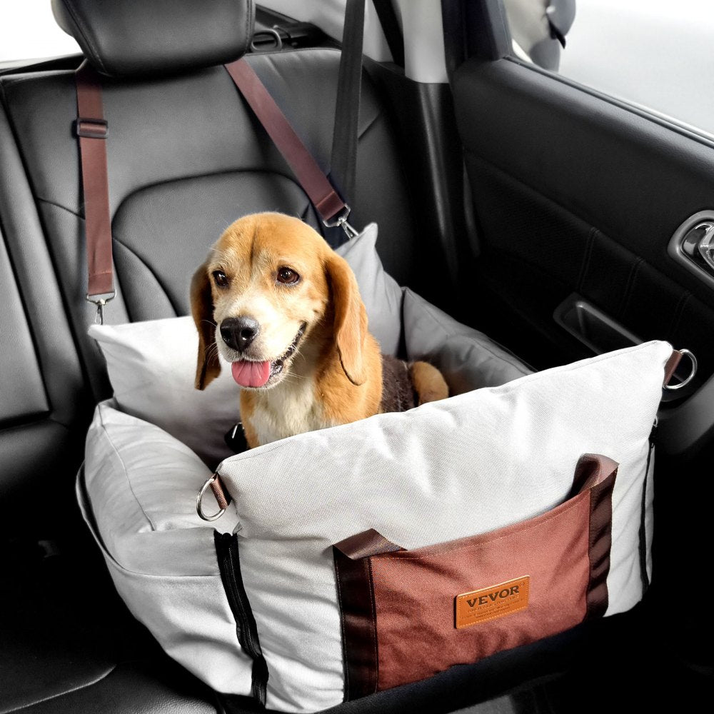 VEVOR Dog Booster Car Seat Pet Car Seat for Small Dog up to 25lbs Gray 