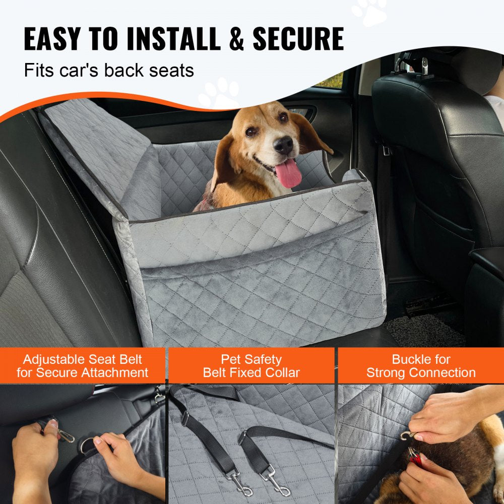 VEVOR Dog Booster Car Seat Pet Car Seat for Medium Large Dog up to 55 lbs Gray 