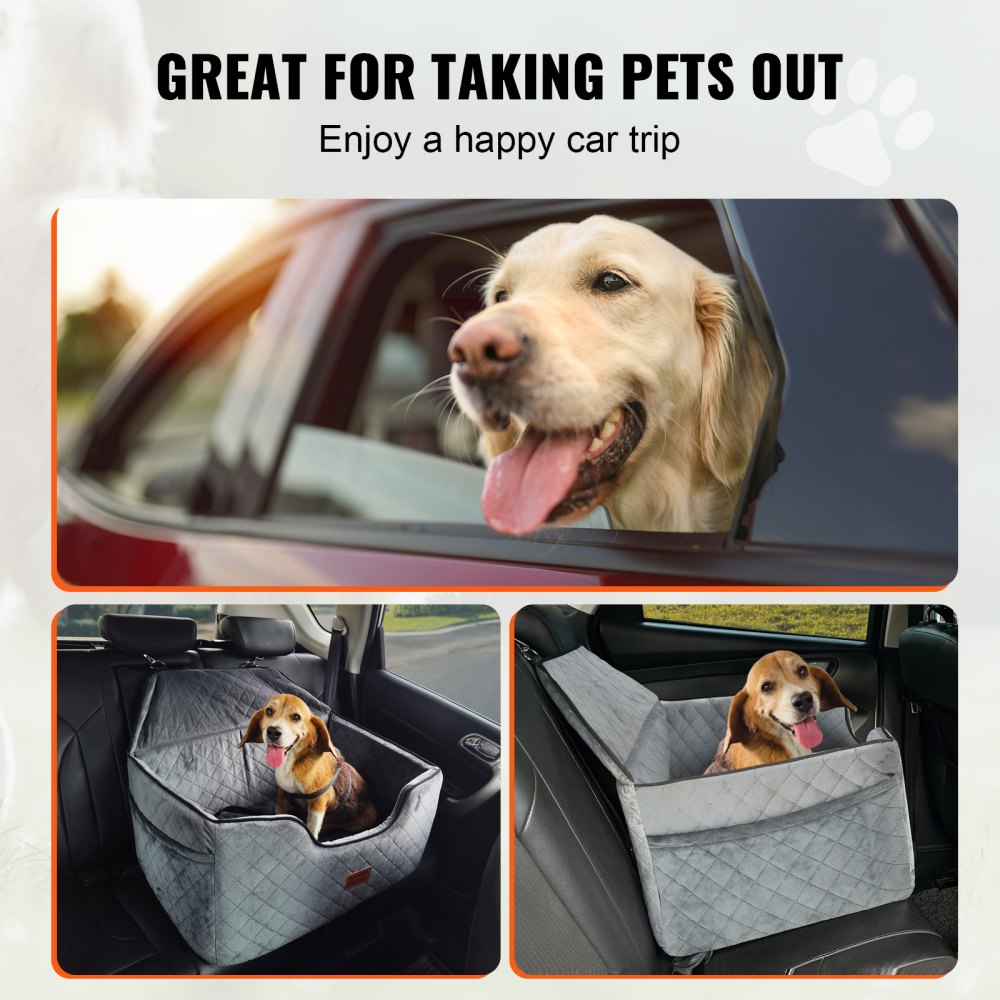 VEVOR Dog Booster Car Seat Pet Car Seat for Medium Large Dog up to 55 lbs Gray 