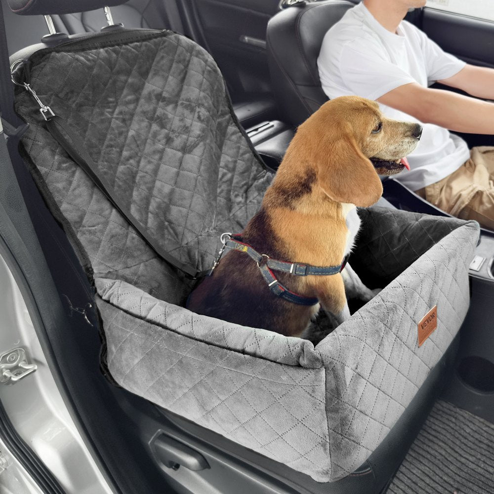 VEVOR Dog Booster Car Seat Pet Car Seat for Small Medium Dog up to 40 lbs Gray 