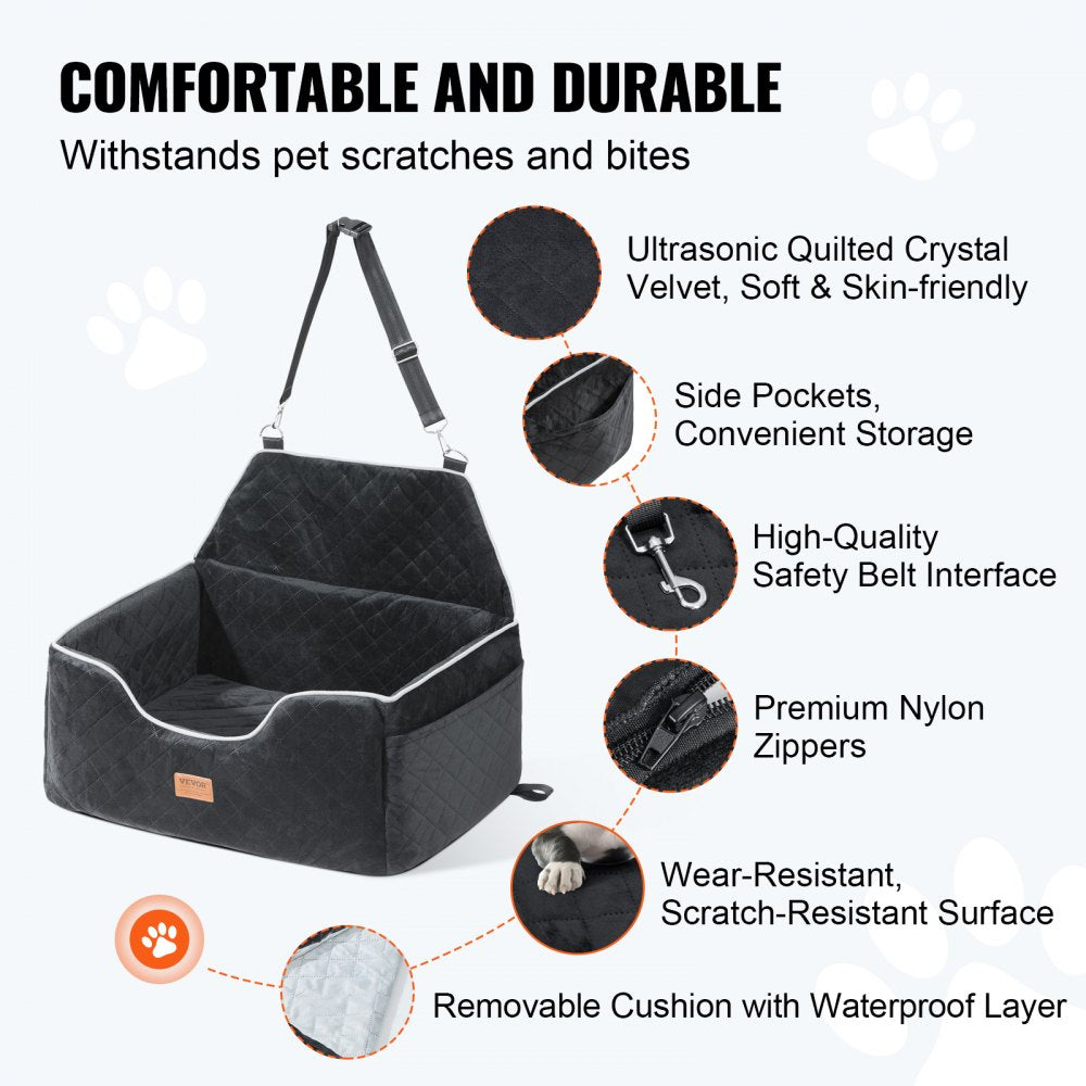 VEVOR Dog Booster Car Seat Pet Car Seat for Medium Large Dog up to 55 lbs Black 