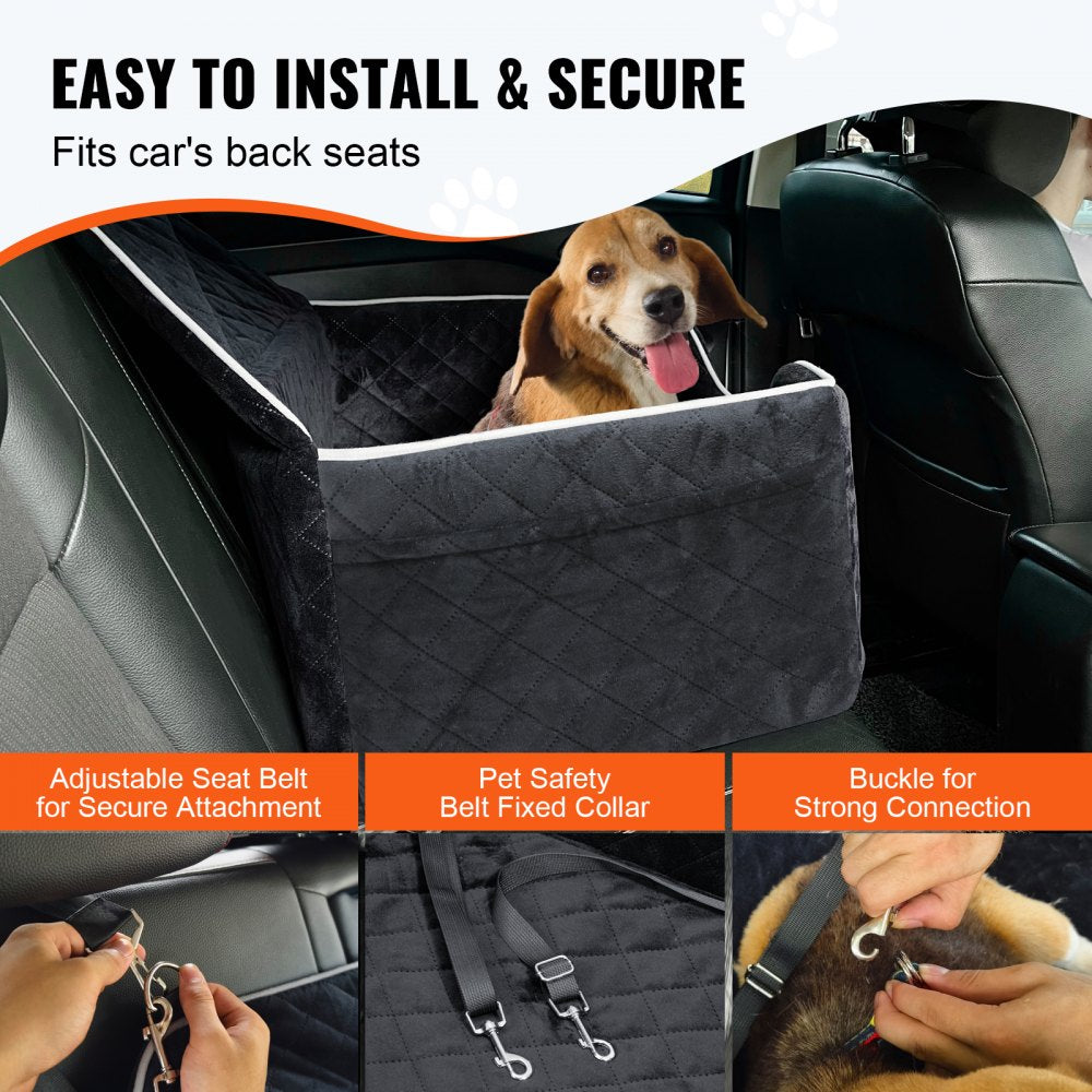 VEVOR Dog Booster Car Seat Pet Car Seat for Medium Large Dog up to 55 lbs Black 