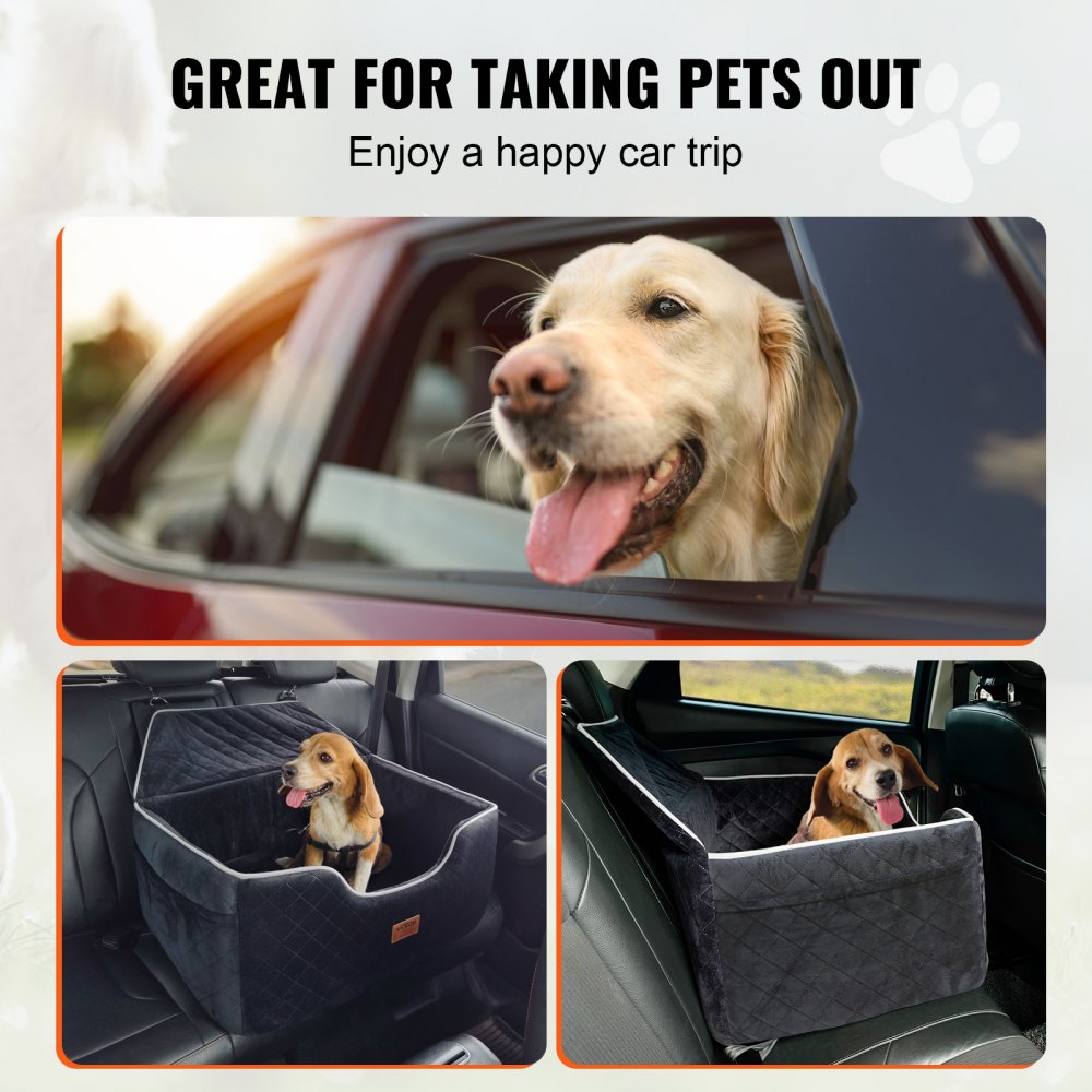 VEVOR Dog Booster Car Seat Pet Car Seat for Medium Large Dog up to 55 lbs Black 