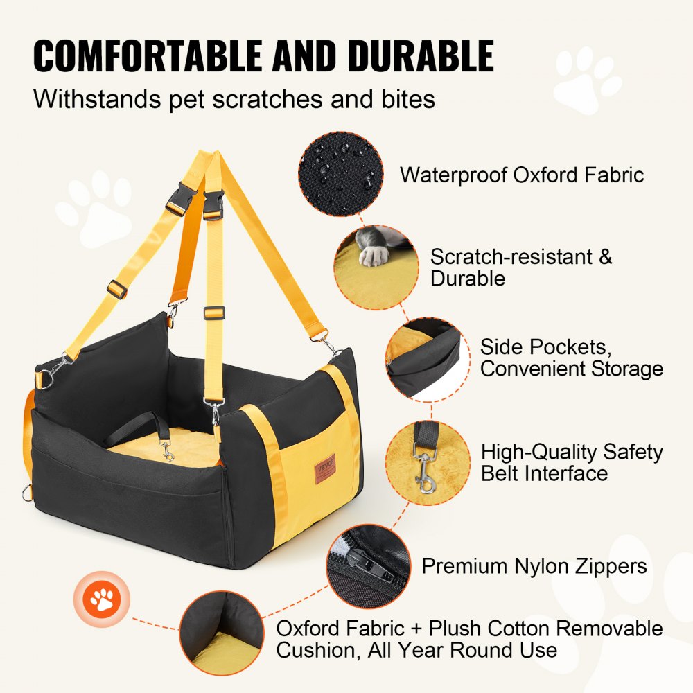 VEVOR Dog Booster Car Seat Pet Car Seat for Small Dog up to 25lbs Black 