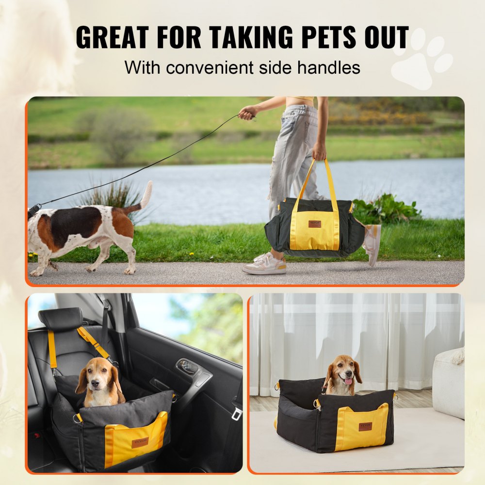 VEVOR Dog Booster Car Seat Pet Car Seat for Small Dog up to 25lbs Black 