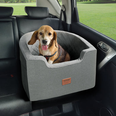 VEVOR Dog Booster Car Seat Pet Car Seat for Small Medium Dog up to 55 lbs Gray 