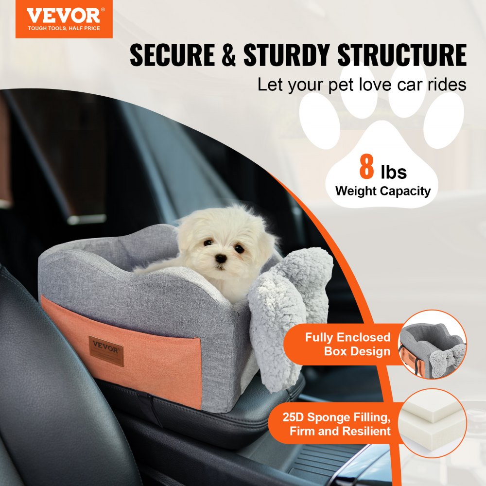 VEVOR Center Console Dog Car Seat Dog Booster Car Seat for Small Dog 8 lbs 