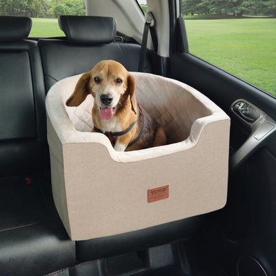 VEVOR Dog Booster Car Seat Pet Car Seat for Small Medium Dog up to 55 lbs Brown 