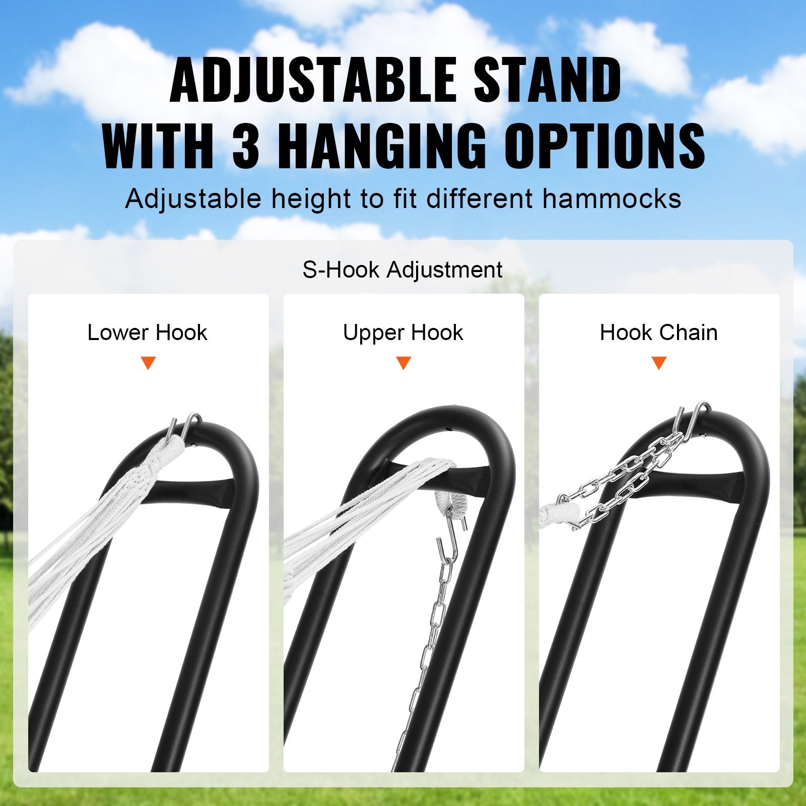 VEVOR Steel Hammock Stand 450lbs Capacity Hammock Frame Fits 6.9-12.8ft Hammocks 