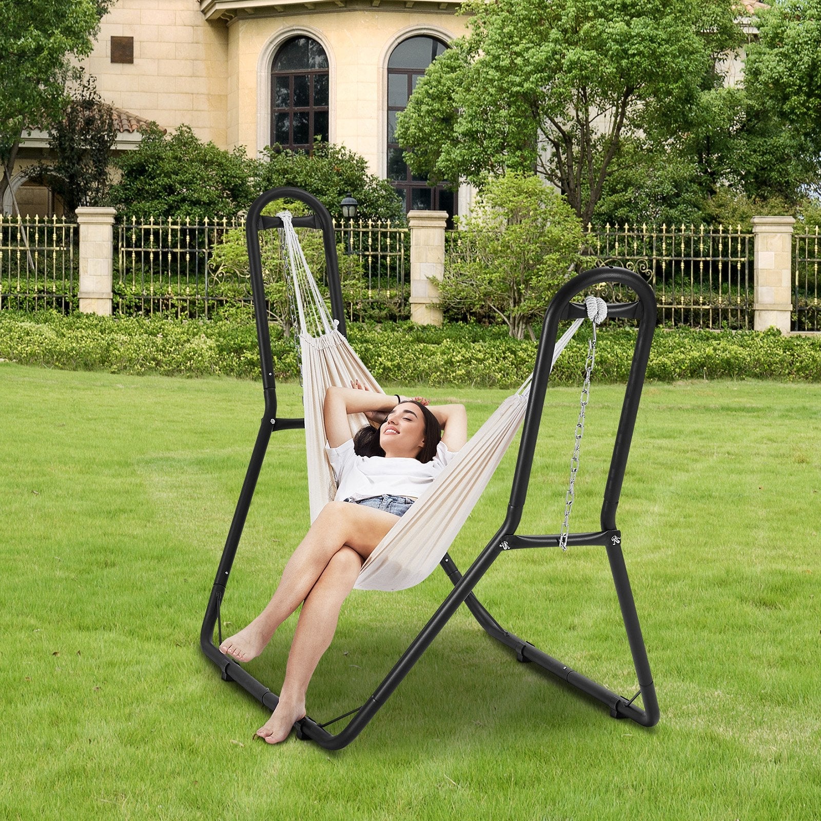 VEVOR Steel Hammock Stand 450lbs Capacity Hammock Frame Fits 6.9-12.8ft Hammocks 