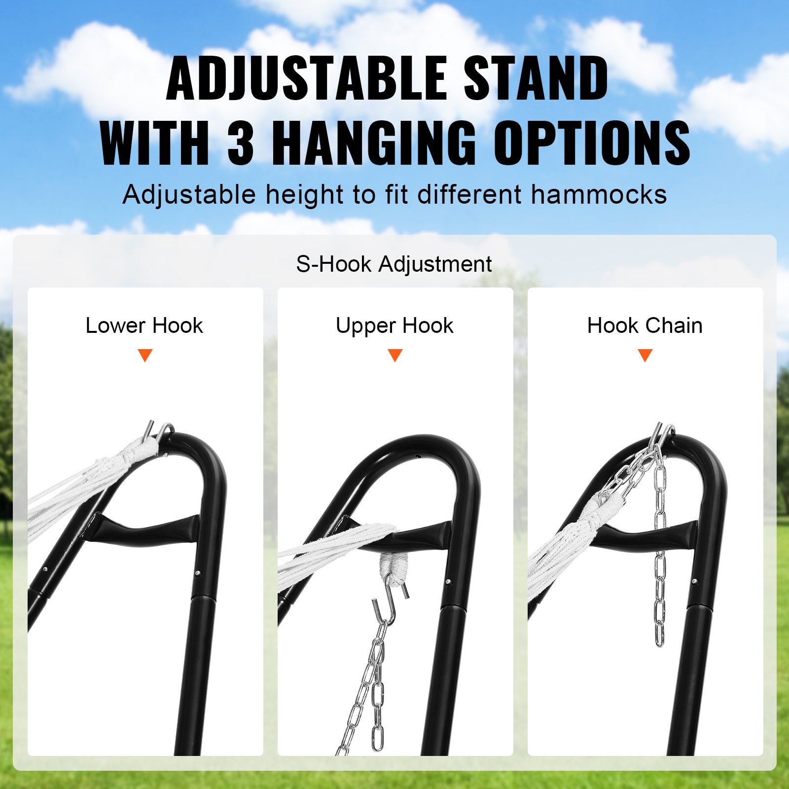 VEVOR Steel Hammock Stand 550lbs Capacity Hammock Frame Fits 7.5-13.5ft Hammocks 