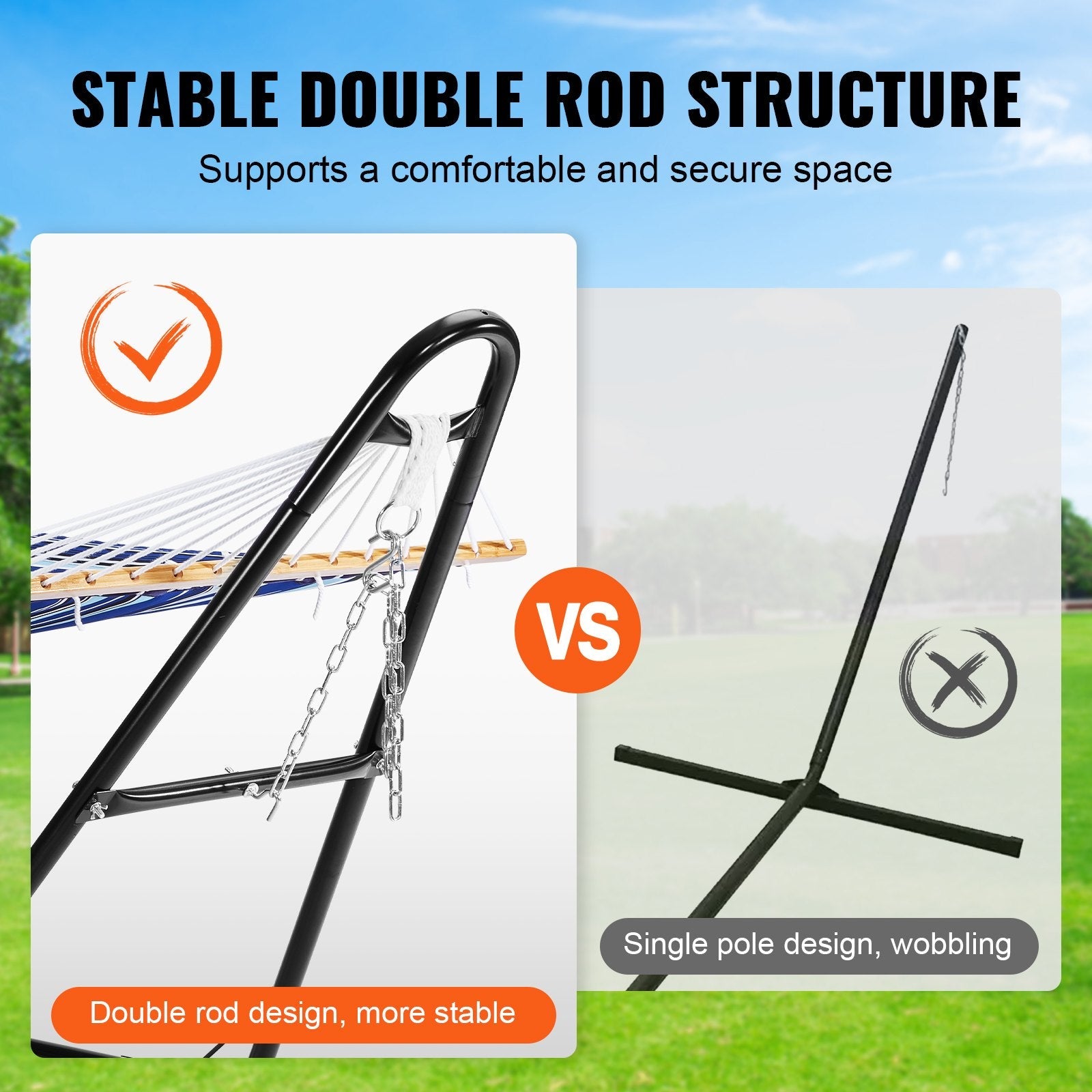 VEVOR Steel Hammock Stand 550lbs Capacity Hammock Frame Fits 7.5-13.5ft Hammocks 