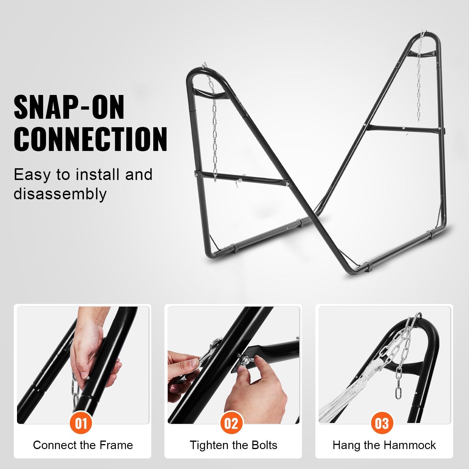 VEVOR Steel Hammock Stand 550lbs Capacity Hammock Frame Fits 7.5-13.5ft Hammocks 