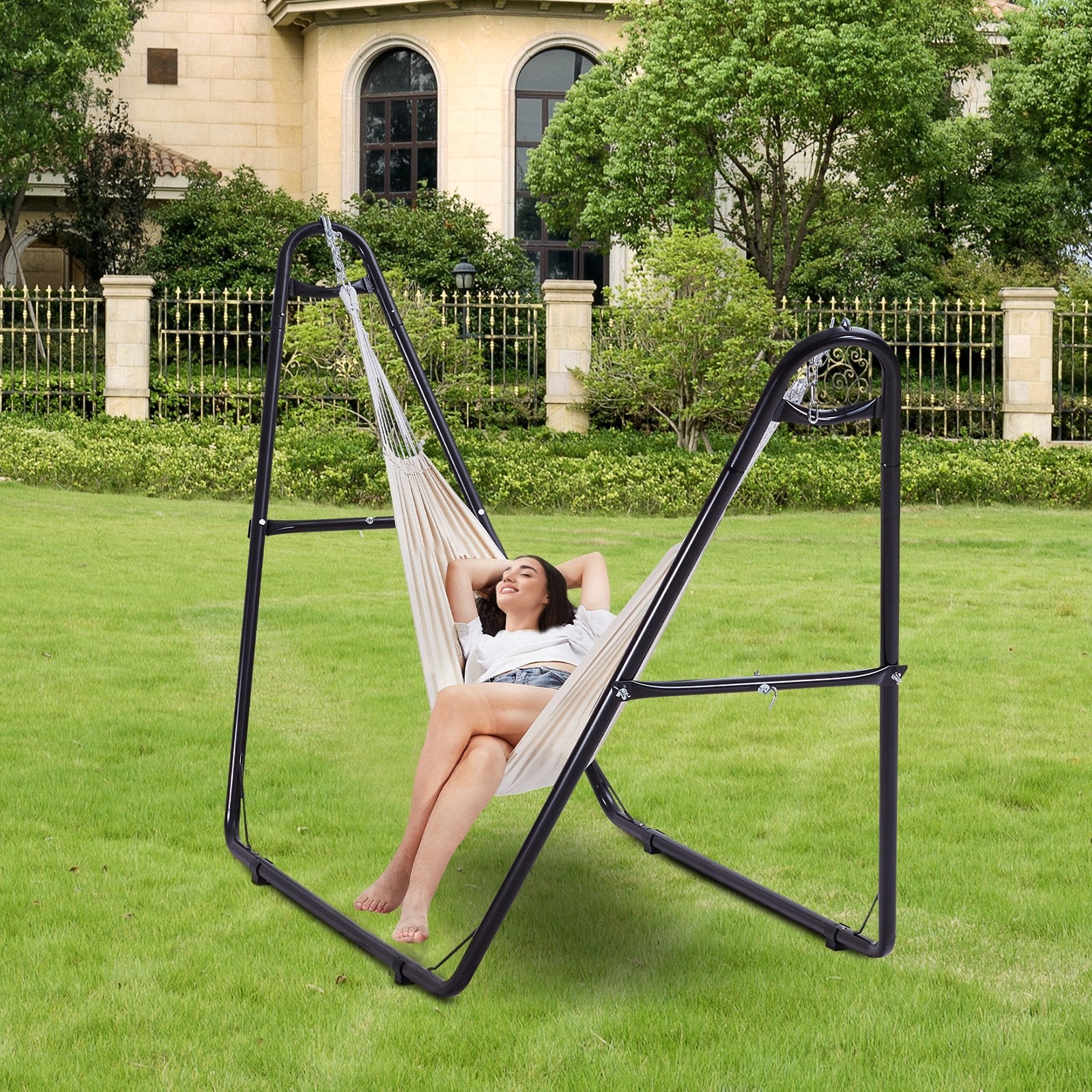 VEVOR Steel Hammock Stand 550lbs Capacity Hammock Frame Fits 7.5-13.5ft Hammocks 