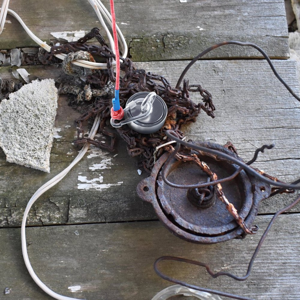 VEVOR Magnet Fishing Kit, 1200lbs Pulling Force Double Sided Fishing Magnets, 2.95inch Diameter Magnet with Rope, Grappling Hook, Gloves, Waterproof Case, Threadlocker, Eye Bolt, for Fishing 