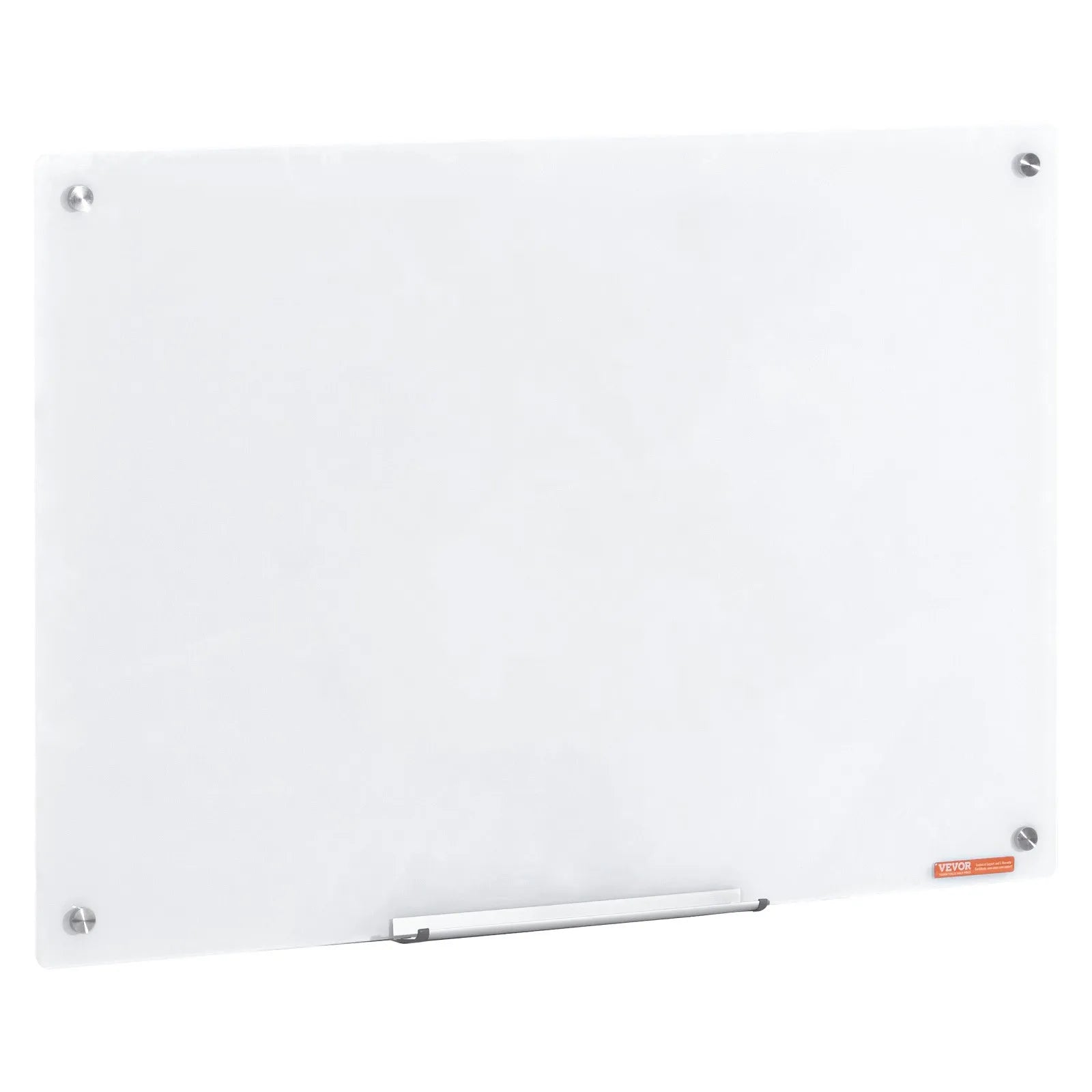 VEVOR Magnetic Glass Whiteboard, Dry Erase Board 36"x24", Wall-Mounted Large White Glassboard Frameless, with Marker Tray, an Eraser and 2 Markers, White