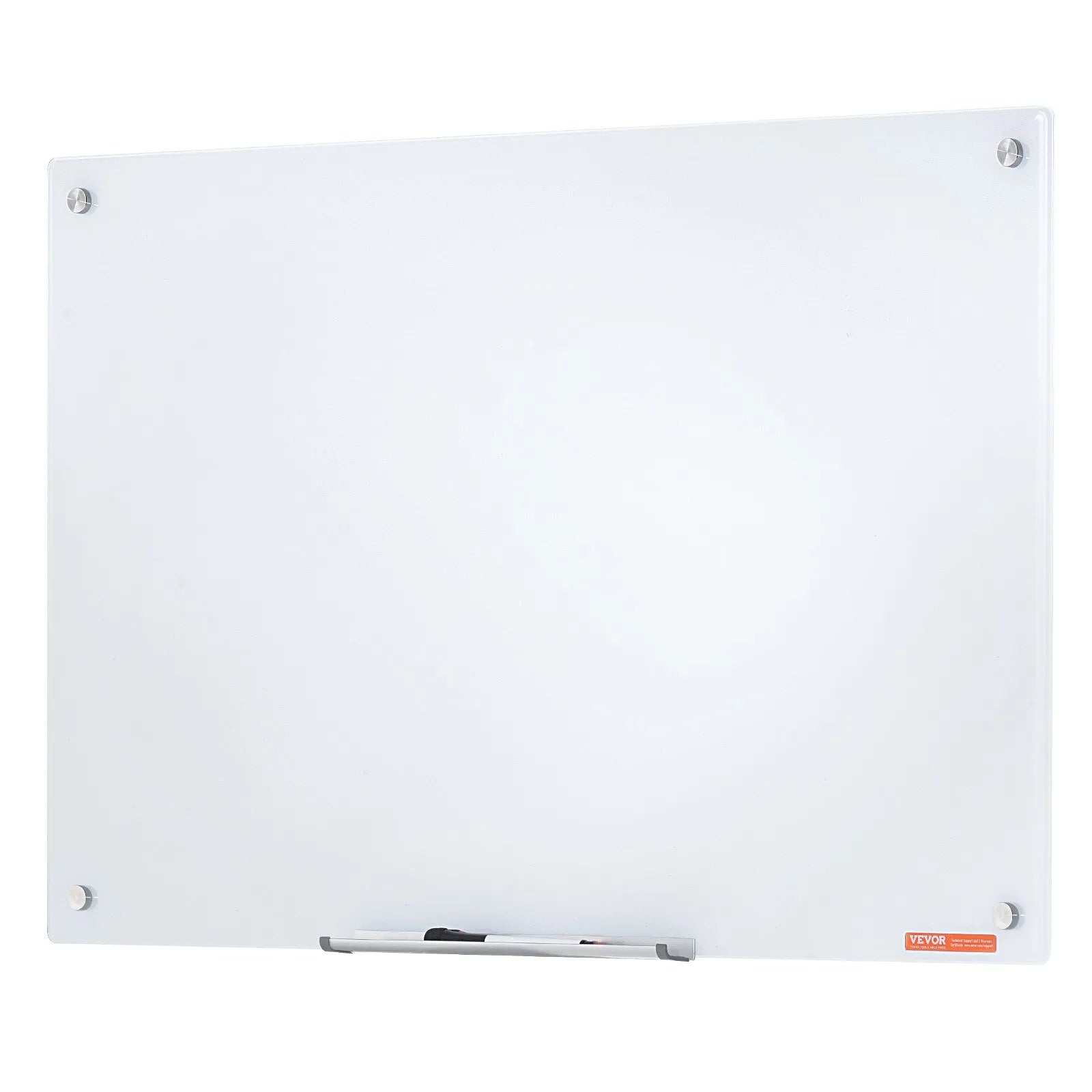 VEVOR Magnetic Glass Whiteboard, Dry Erase Board 36"x24", Wall-Mounted Large White Glassboard Frameless, with Marker Tray, an Eraser and 2 Markers, White