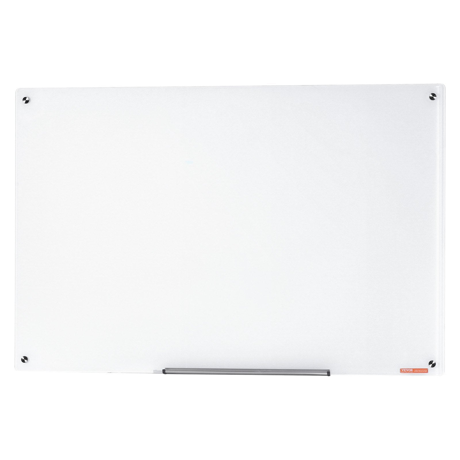 VEVOR Magnetic Glass Whiteboard, Dry Erase Board 48"x32", Wall-Mounted Large White Glassboard Frameless, with Marker Tray, an Eraser and 2 Markers, White 