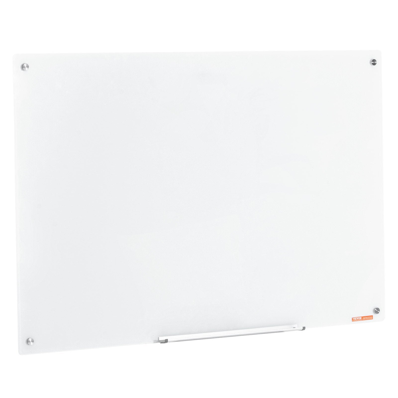 VEVOR Magnetic Glass Whiteboard, Dry Erase Board 48"x32", Wall-Mounted Large White Glassboard Frameless, with Marker Tray, an Eraser and 2 Markers, White 
