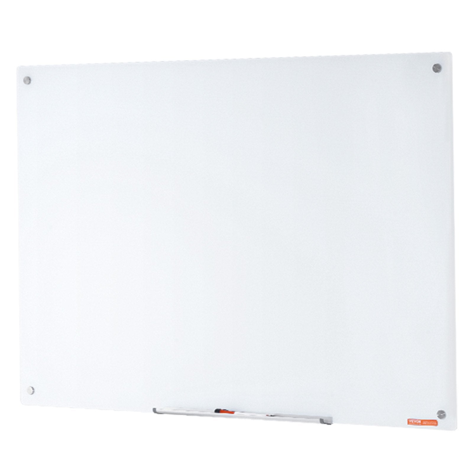 VEVOR Magnetic Glass Whiteboard, Dry Erase Board 48"x32", Wall-Mounted Large White Glassboard Frameless, with Marker Tray, an Eraser and 2 Markers, White 
