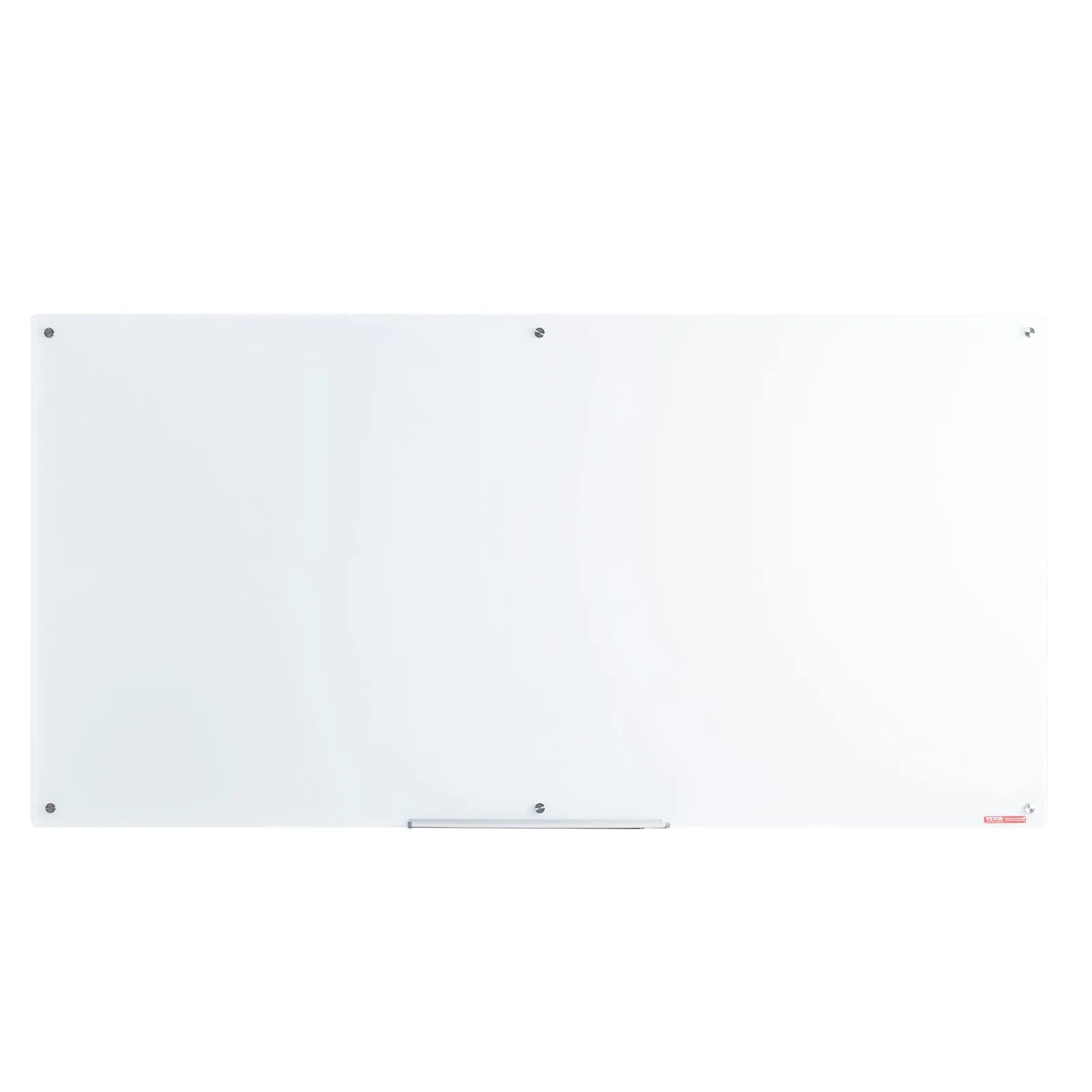 VEVOR Magnetic Glass Whiteboard, Dry Erase Board 72"x36", Wall-Mounted Large White Glassboard Frameless, with Marker Tray, an Eraser and 2 Markers, White