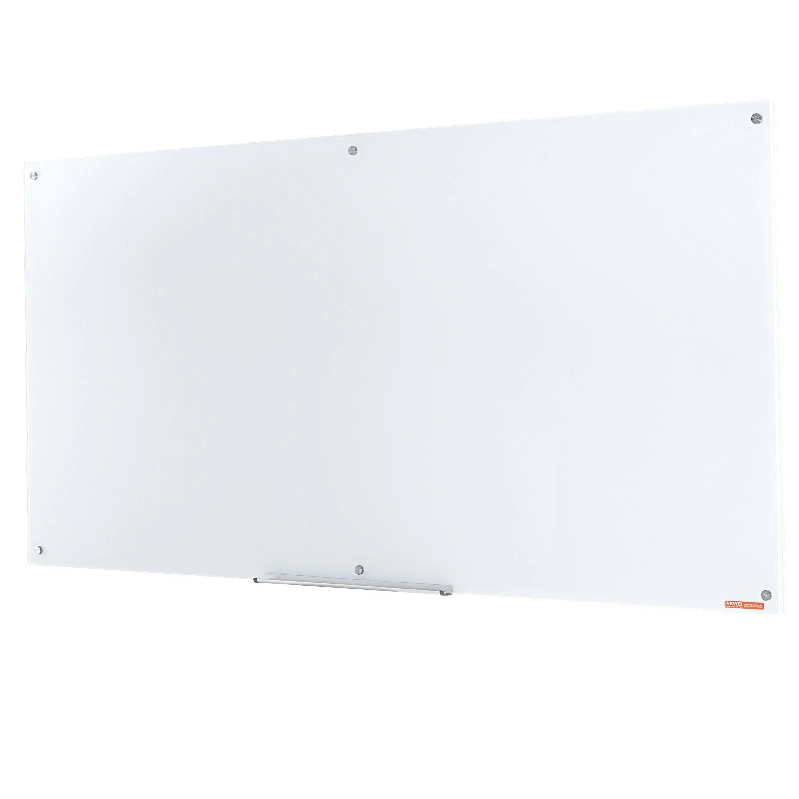 VEVOR Magnetic Glass Whiteboard, Dry Erase Board 72"x36", Wall-Mounted Large White Glassboard Frameless, with Marker Tray, an Eraser and 2 Markers, White